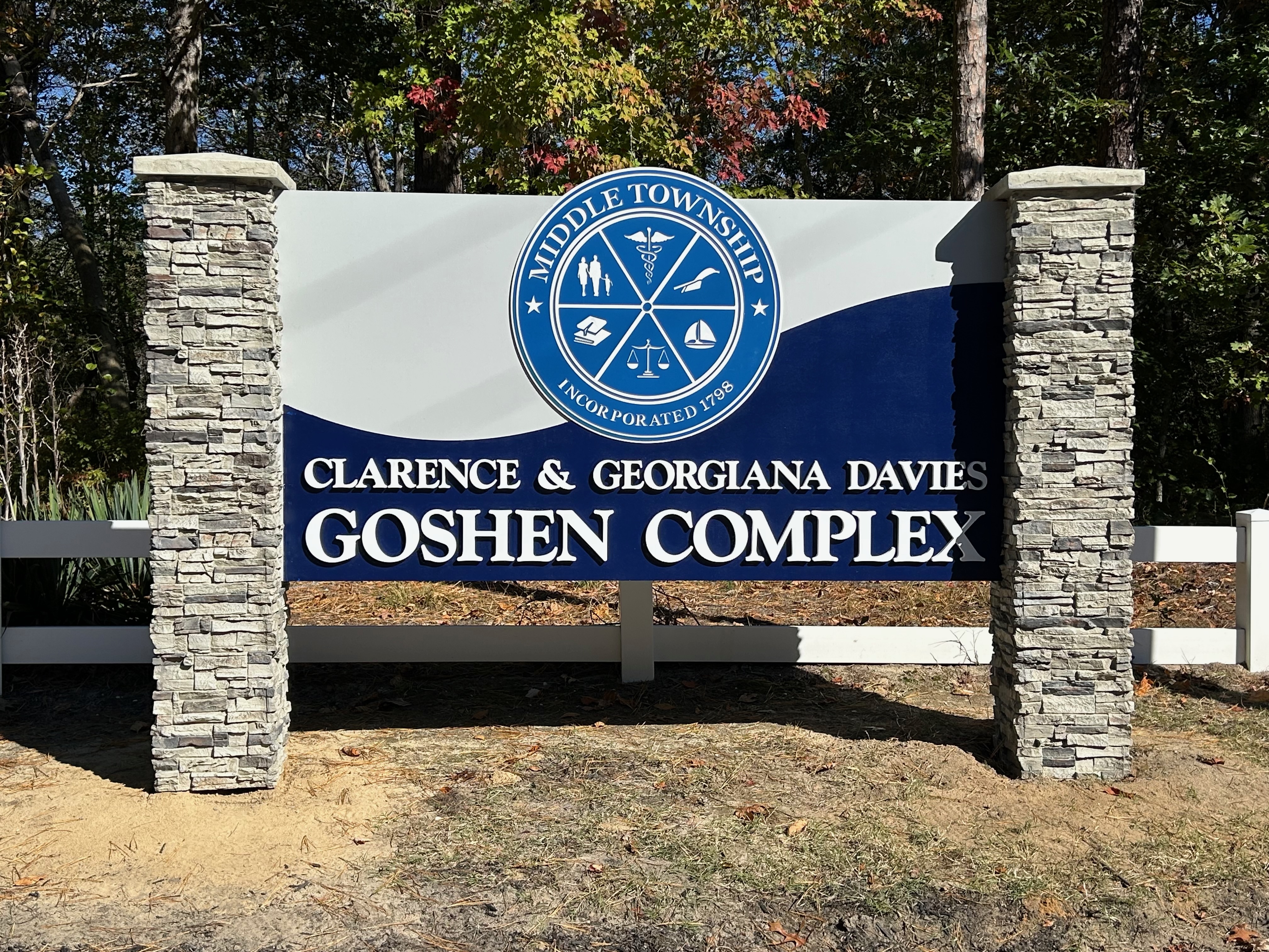 Goshen Complex municipal sign, Middle Township